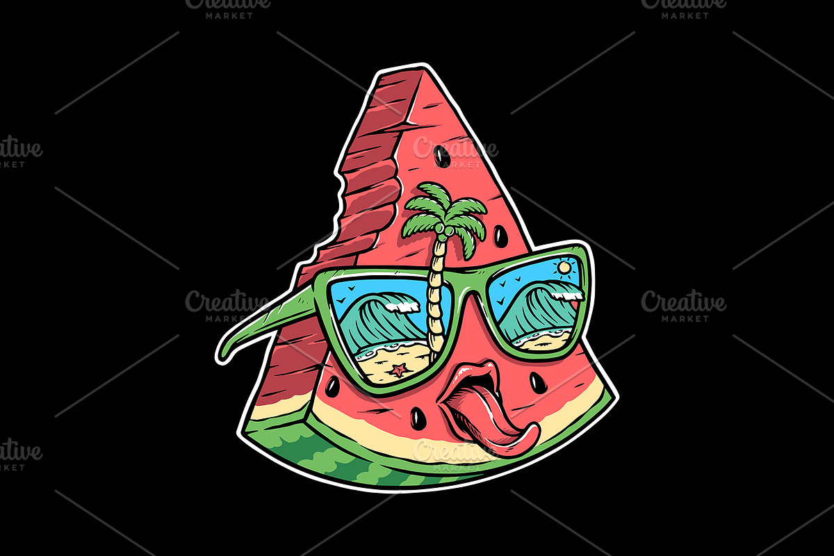 Cute watermelon and beach glasses, a Food Illustration by gunaonedesign (Photo 1 of 5)