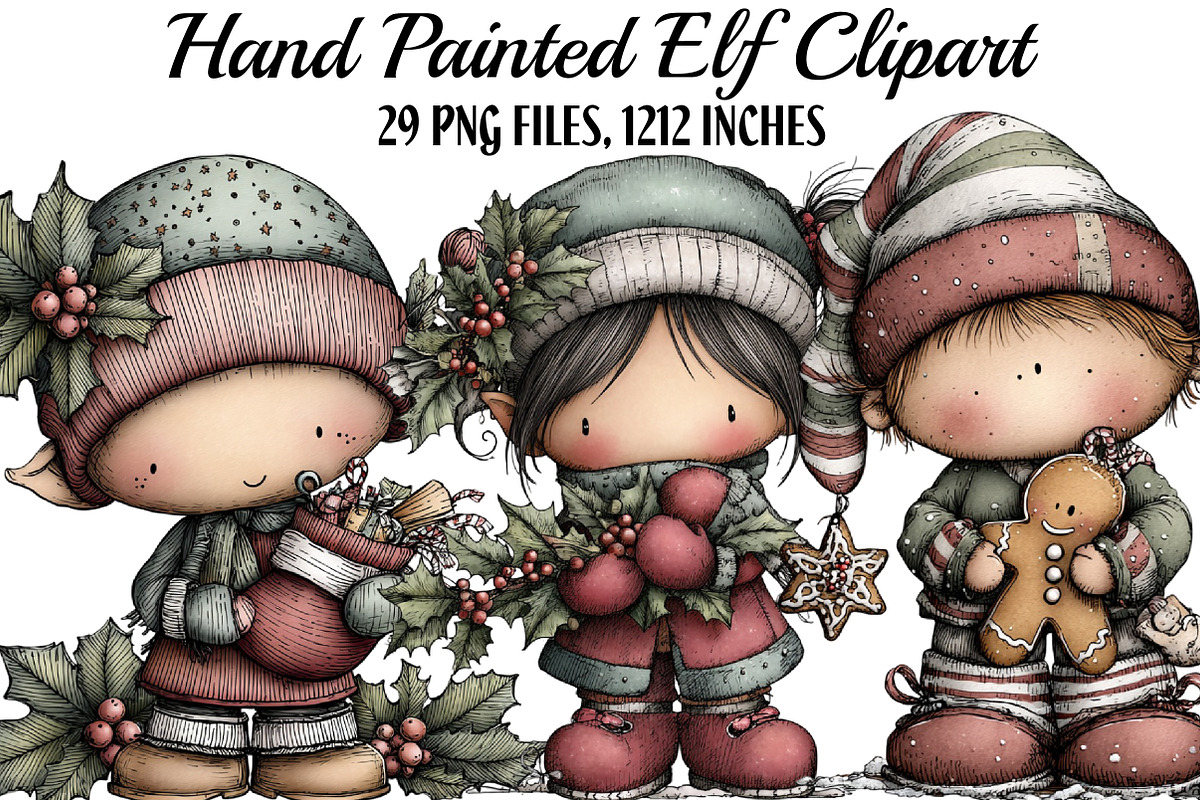 Hand Painted Elf Clipart, an Illustration by DreamArtGraphic (Photo 1 of 5)
