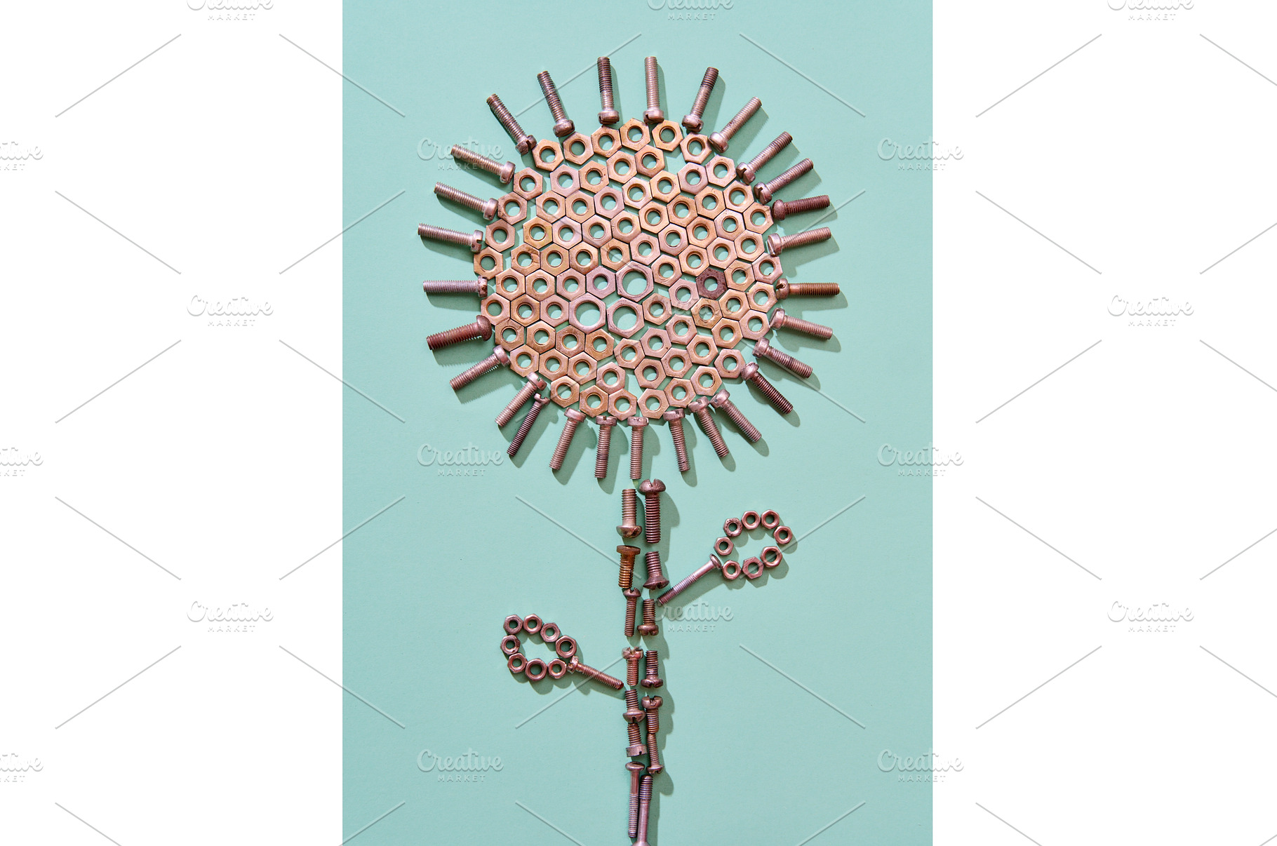 Creative metal flower made of bolts, an Abstract Photo by Gladkov photography