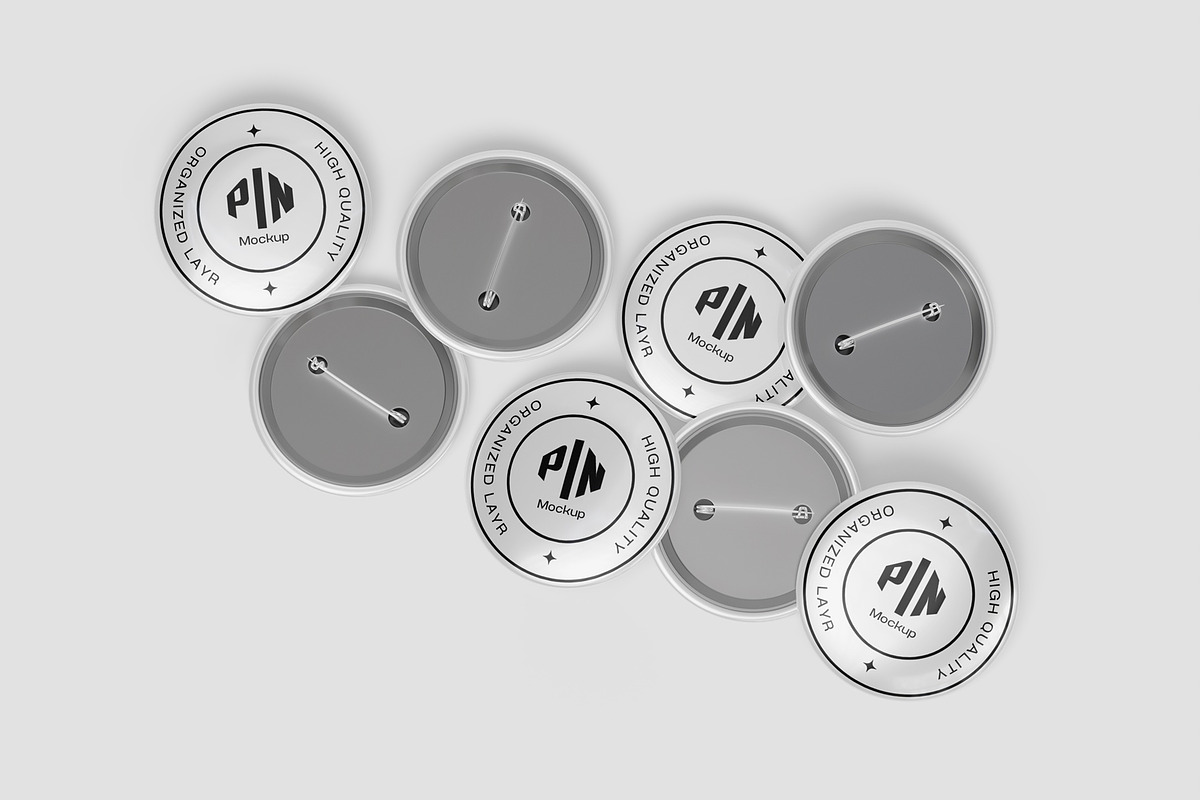 Round Pin Badges Mockup, a Merchandise Mockup by DSNA Mockup (Photo 2 of 6)