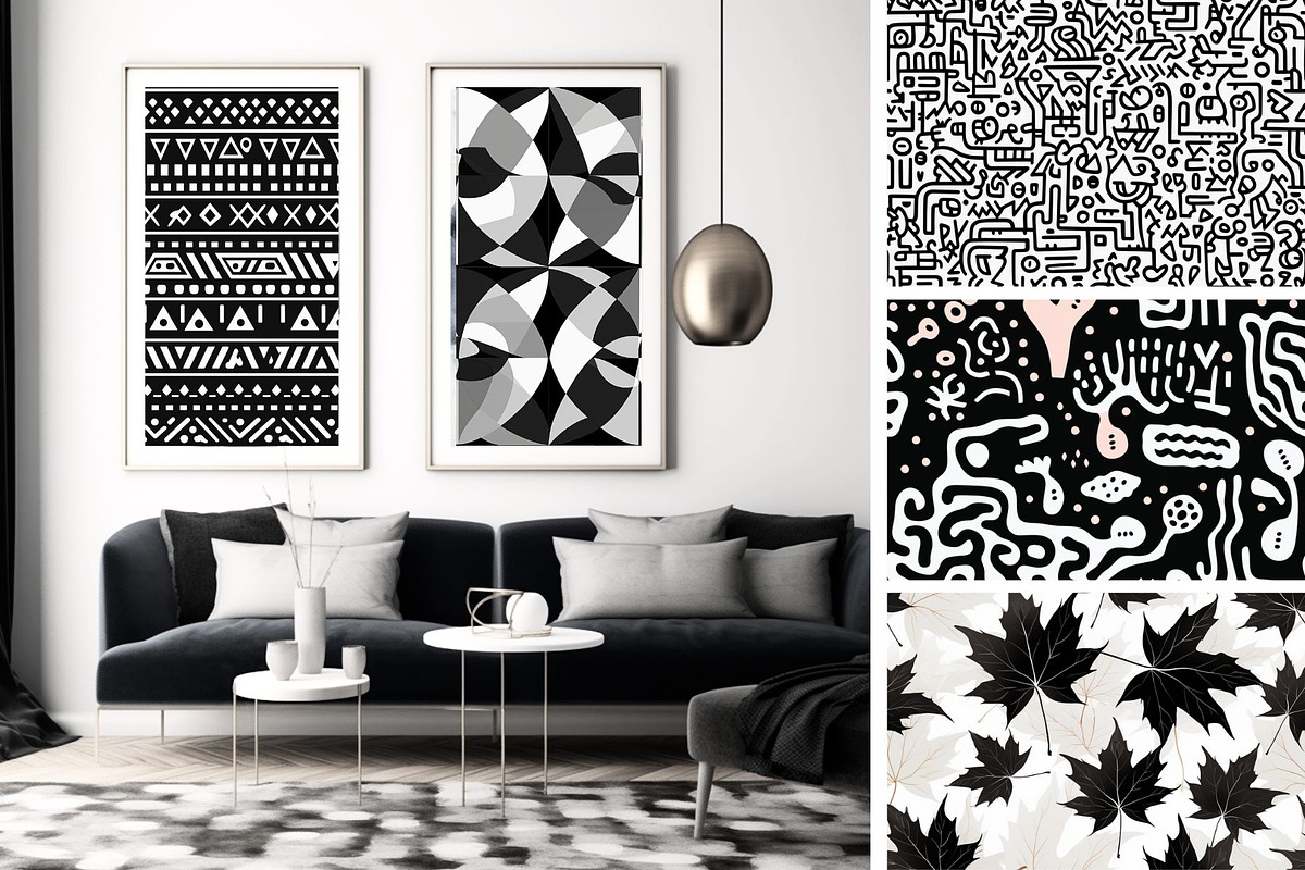 48 seamless black mix modern pattern, a Pattern Graphic by ARTOZEN DIGITAL (Photo 2 of 15)