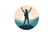 Sunset Mountain Victory Silhouette, an Object Graphic by yasushie (Thumbnail 6 of 16)