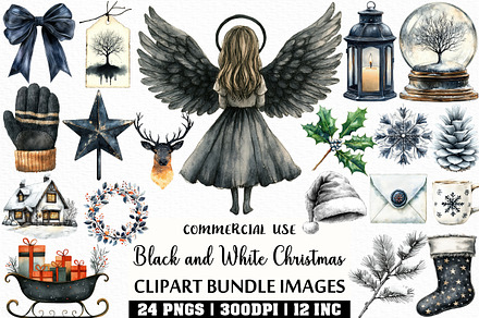Black and White Christmas Clipart