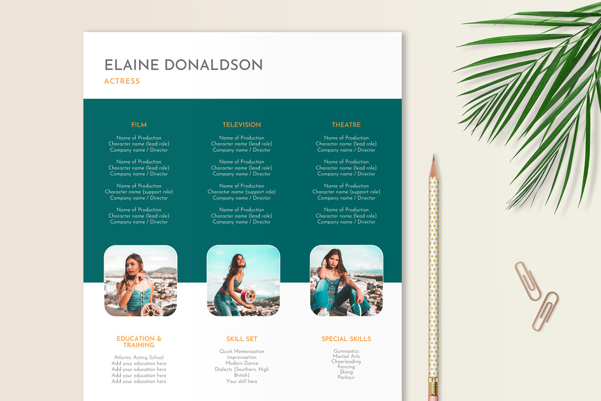 Actor, Actress Resume, a Resume Template by Stanin Studio (Photo 3 of 10)