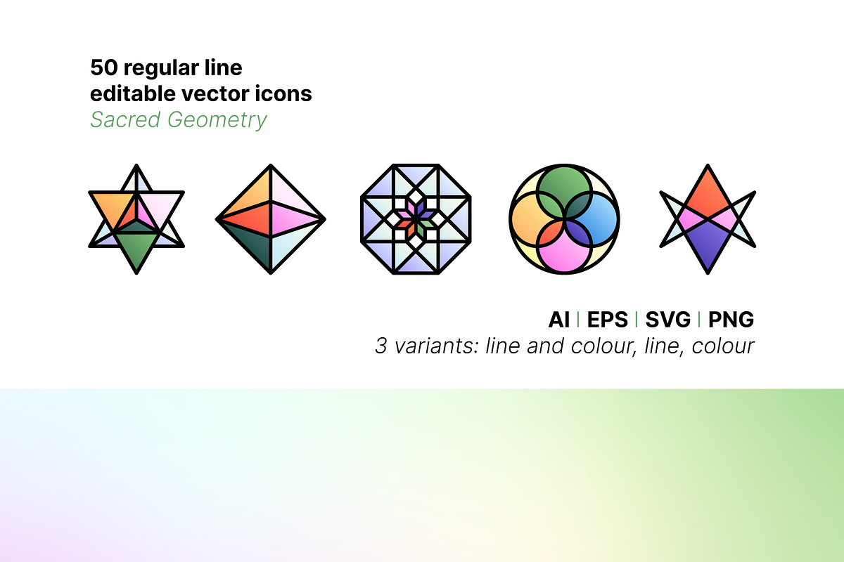 50 Sacred Geometry Icons, an Outline Icon by Side Project (Photo 1 of 9)