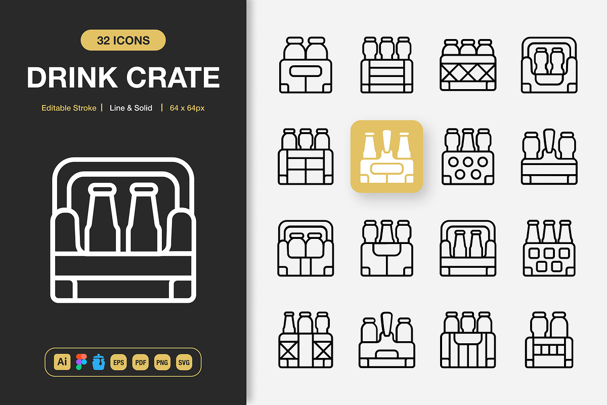 Drink Crate Icons, an Icon by Spacepixel Creative (Photo 1 of 3)