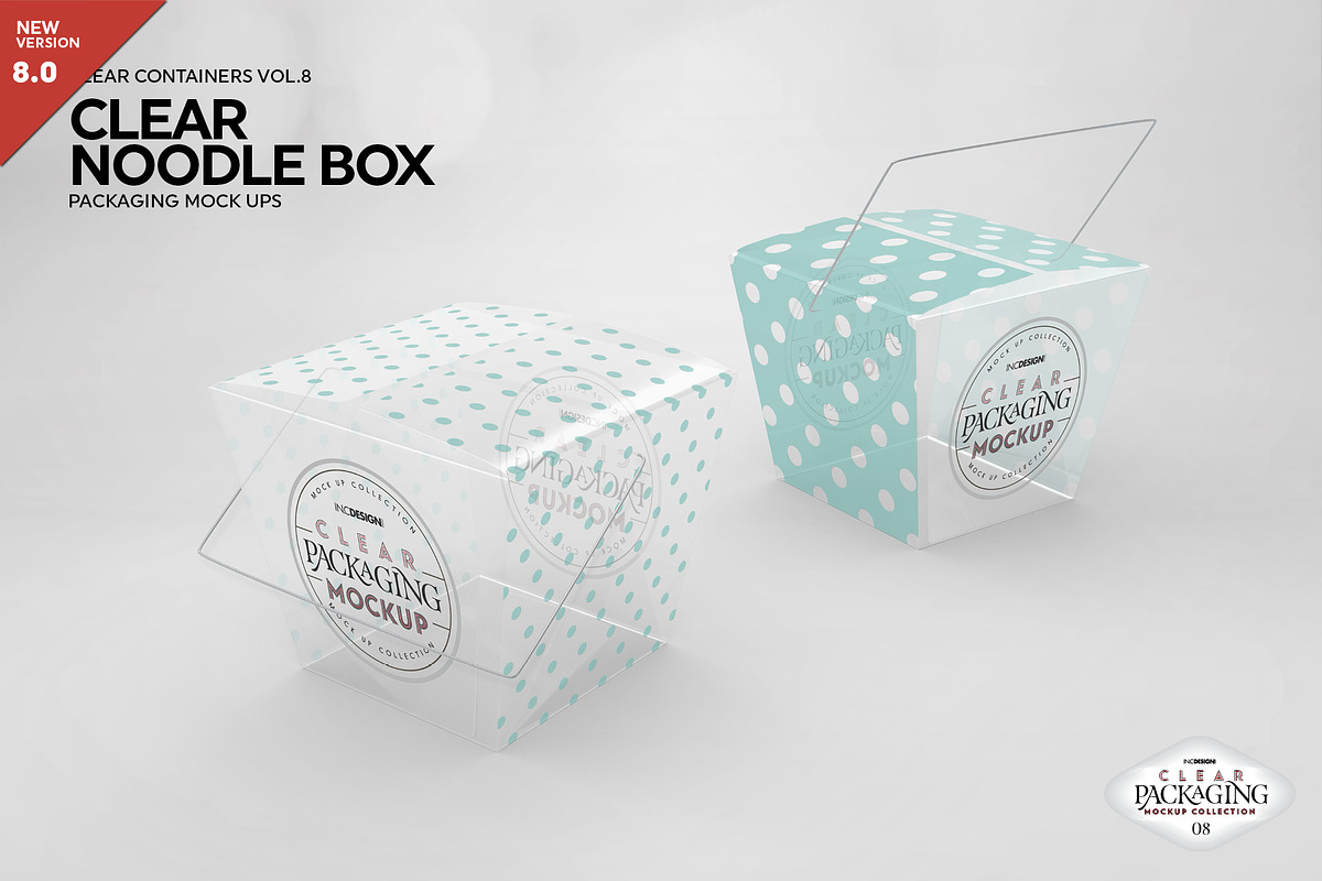 Clear Noodle Box Packaging Mockup, a Packaging Mockup by INCDesign (Photo 1 of 7)