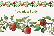Watercolor red apple brunch clipart, an Illustration by Dina Guiter (Thumbnail 5 of 12)