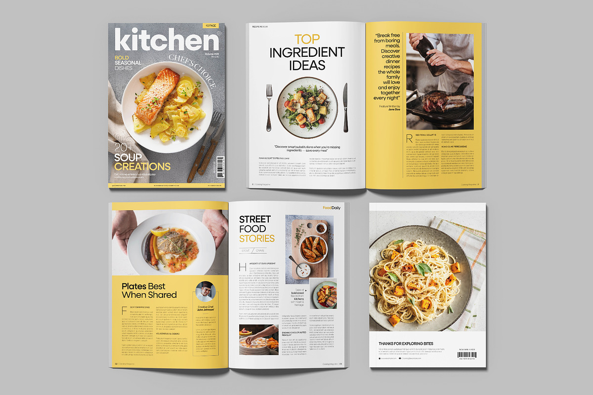 Cooking & Food Magazine Template, a Magazine Template by BrandPacks