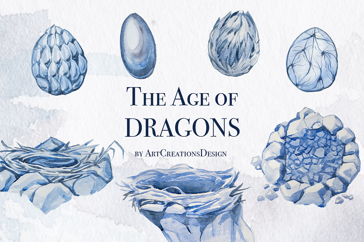 The Age Of Dragons Clipart Set, a Decorative Illustration by ArtCreationsDesign (Photo 7 of 18)