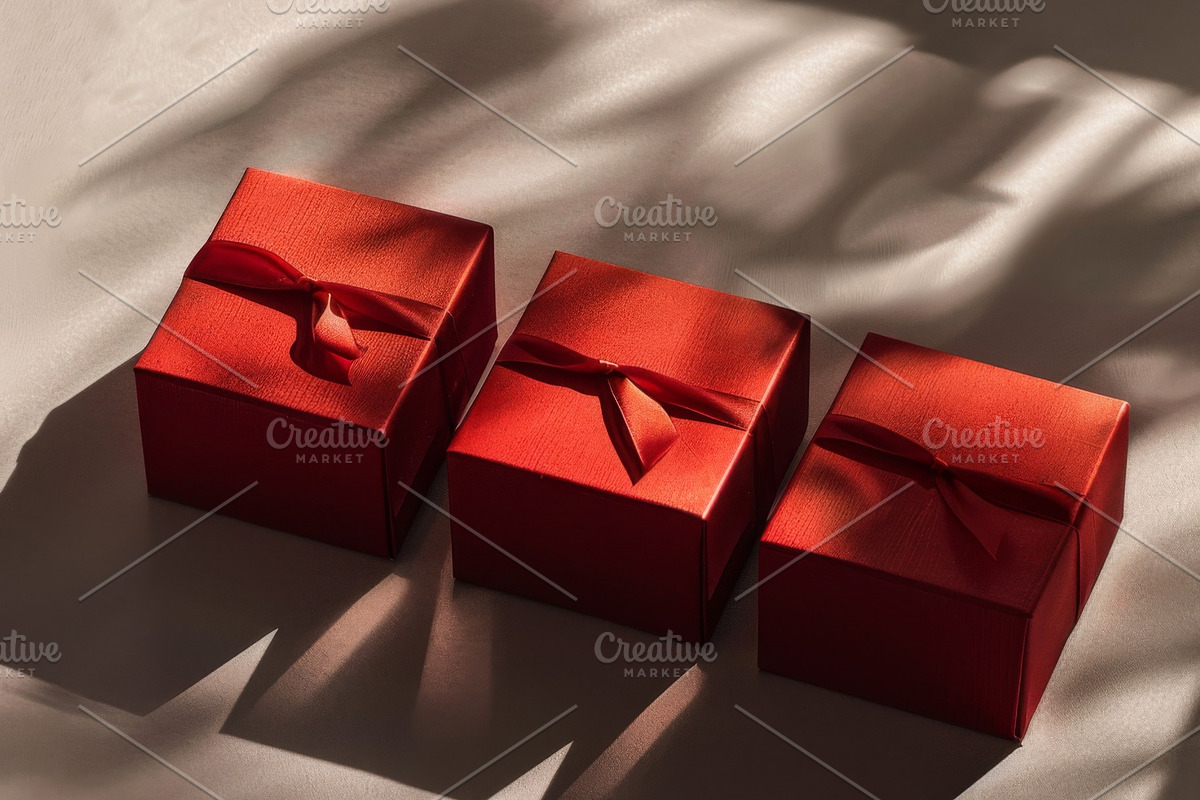 86 Gift boxes with ribbons and bows, a Holiday Photo by Handmadefont (Photo 88 of 90)