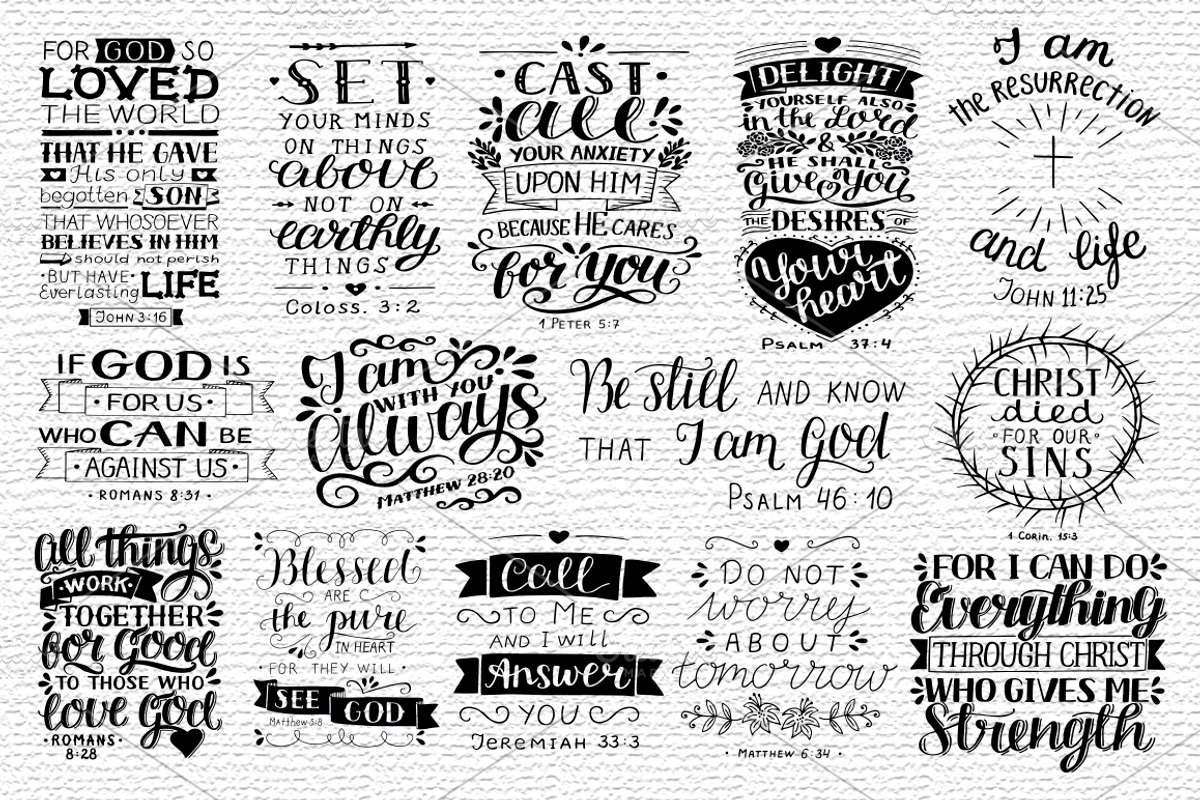 BUNDLE 50 BIBLE VERSES, an Illustration by Ola-la-la (Photo 2 of 10)