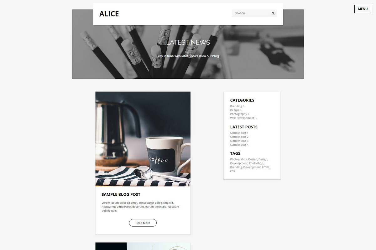 Alice: Classy Website Template, a HTML Template by Devero (Photo 9 of 10)