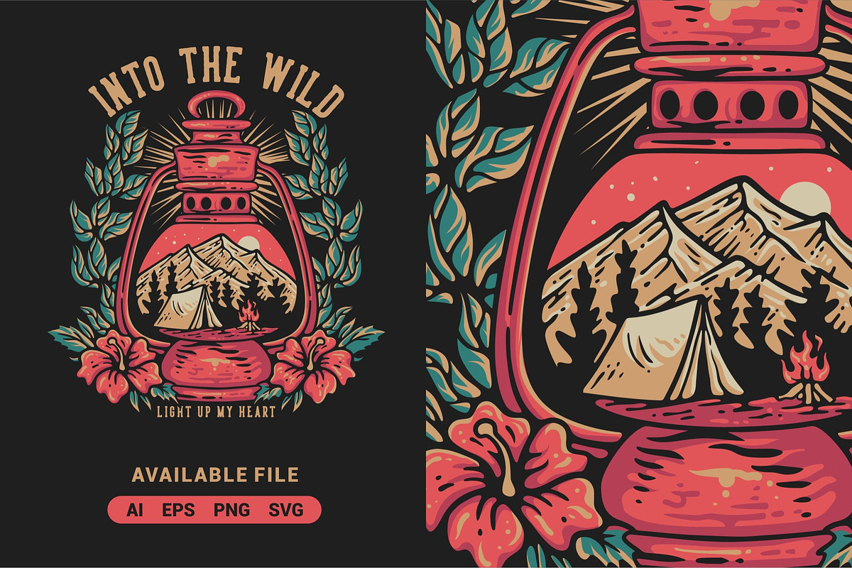 Into The Wild With Lantern Vector, an Illustration by ImoogiStudio