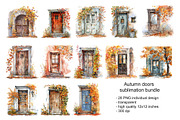 Watercolor autumn doors PNG, a Seasonal Illustration by dashtik (Thumbnail 4 of 6)