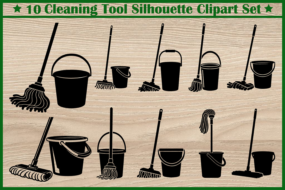 12 Cleaning Tool Silhouette Set, an Illustration by BIPLOB EXPERT (Photo 1 of 4)