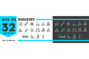 Gas oil line icons, tank truck, a Technology Illustration by Vector Tradition