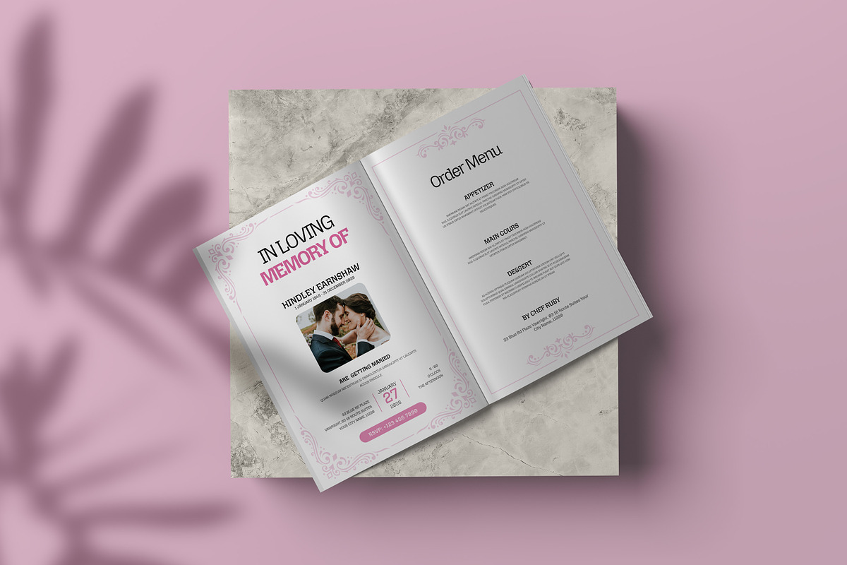 Funeral Program with Elegant Floral, an Invitation Template by Creatiya Type (Photo 6 of 6)