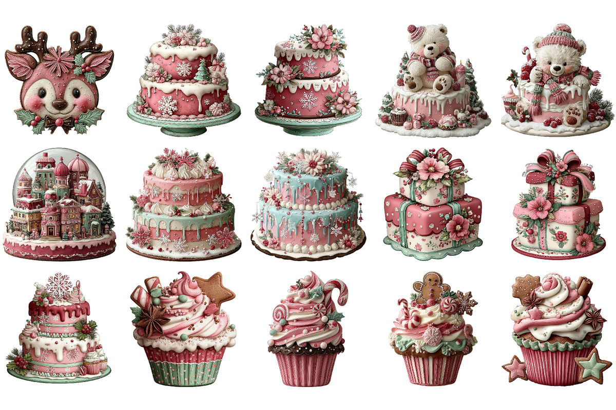 Winter Holiday Cake Clipart, an Illustration by DreamArtGraphic (Photo 4 of 4)
