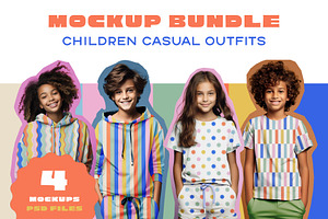 Children Mockup Bundle - 4 Files Psd