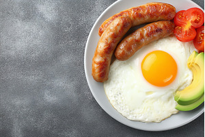 A tasty morning meal consisting of, a Food & Drink Photo by ZinetroN