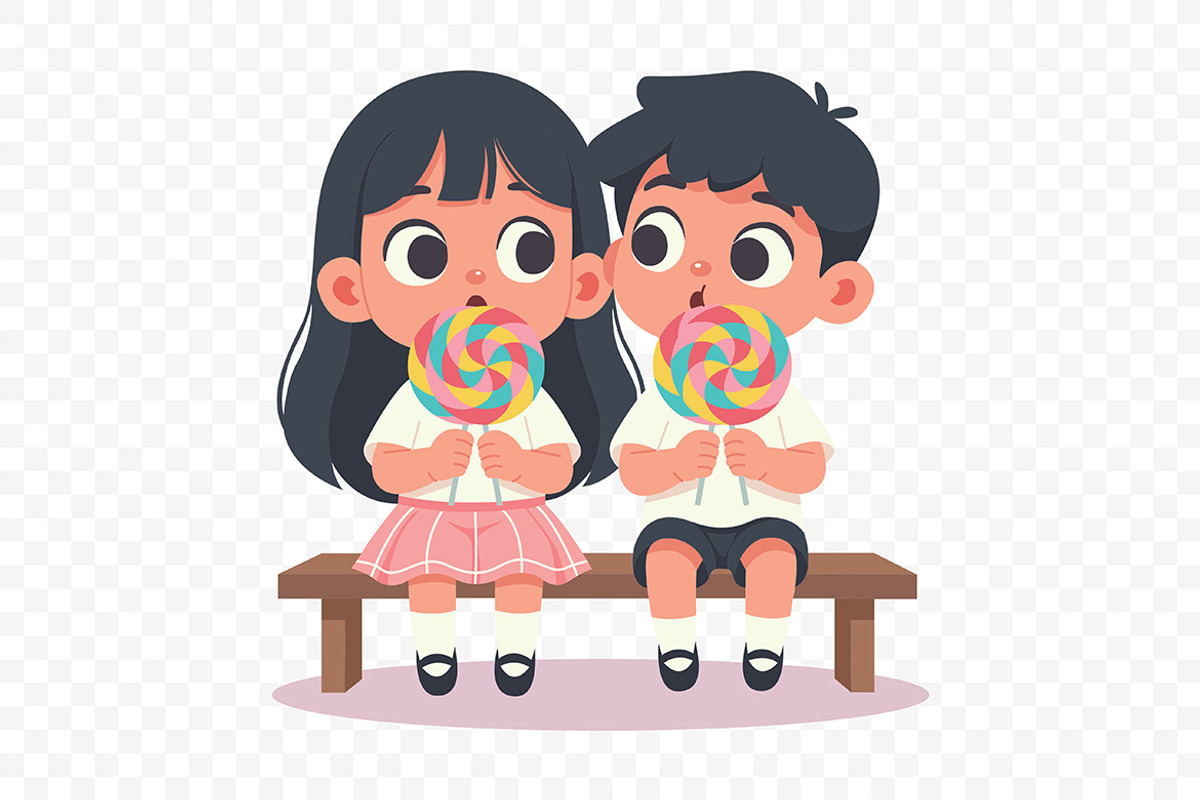 Cute Kids Enjoying Lollipop, a Person Illustration by Partikusi Design (Photo 3 of 3)