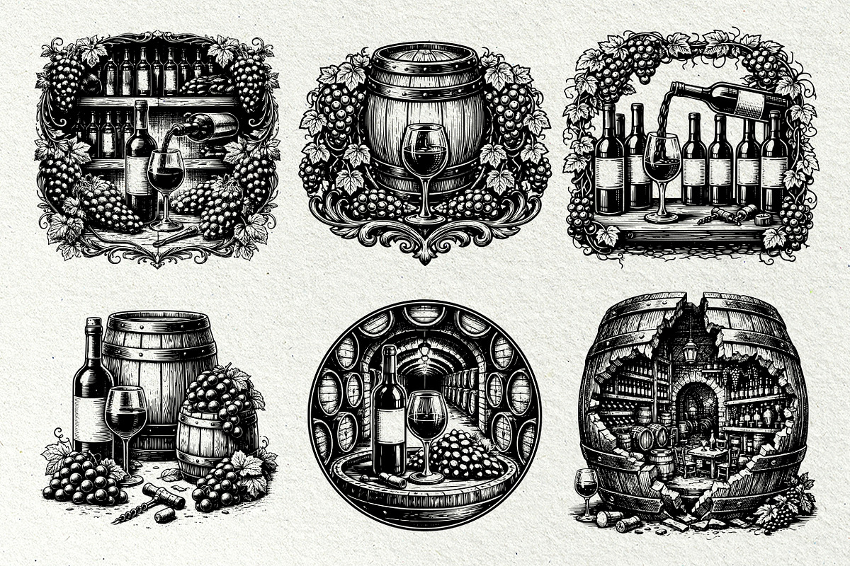 Wine Cellar Winery Line Art Graphics, a Decorative Illustration by DENIDigitalArtSudio (Photo 3 of 7)