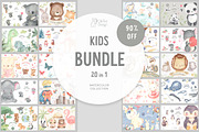 Kids BUNDLE. Watercolor, an Animal Illustration by OlliArtDesign (Thumbnail 1 of 22)