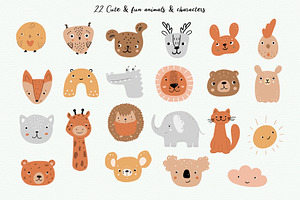 Abstract Shapes & Baby Animals Set