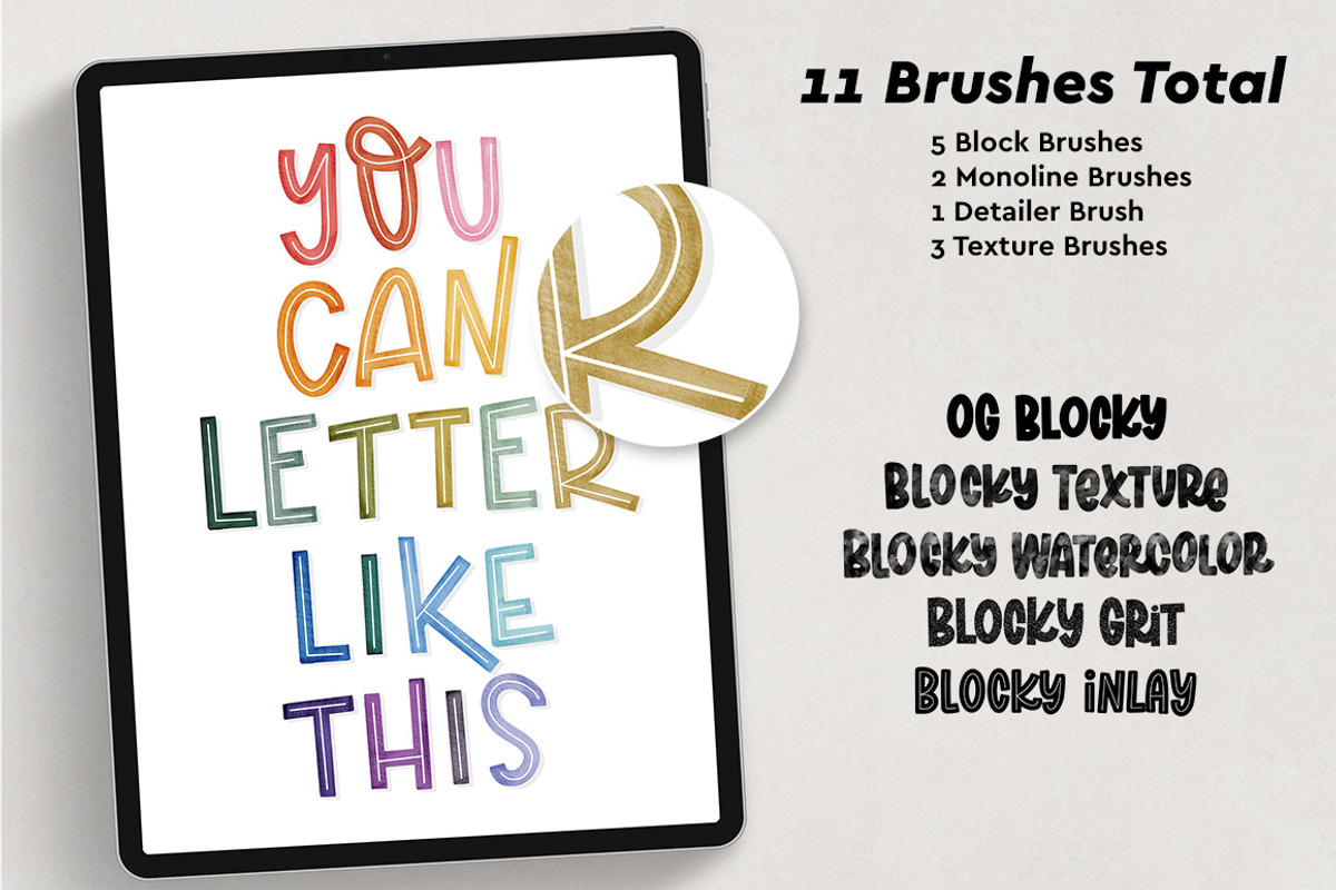 Procreate Block Lettering Brushset, a Brush Add-On by Hewitt Avenue (Photo 2 of 5)