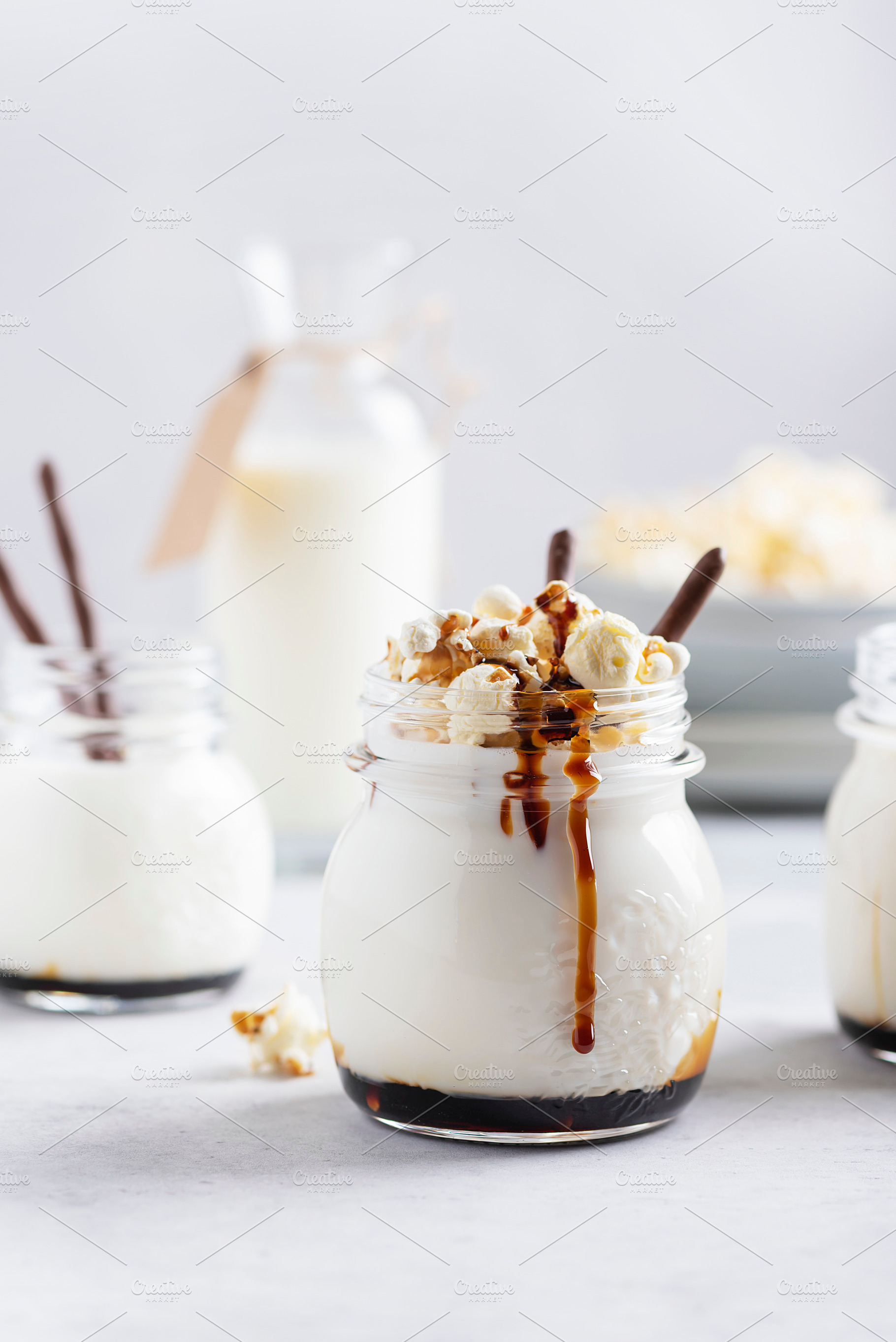 Smoothie with milk and caramel containing energy, italian, and syrup, a Food & Drink Photo by oxana.denezhkina