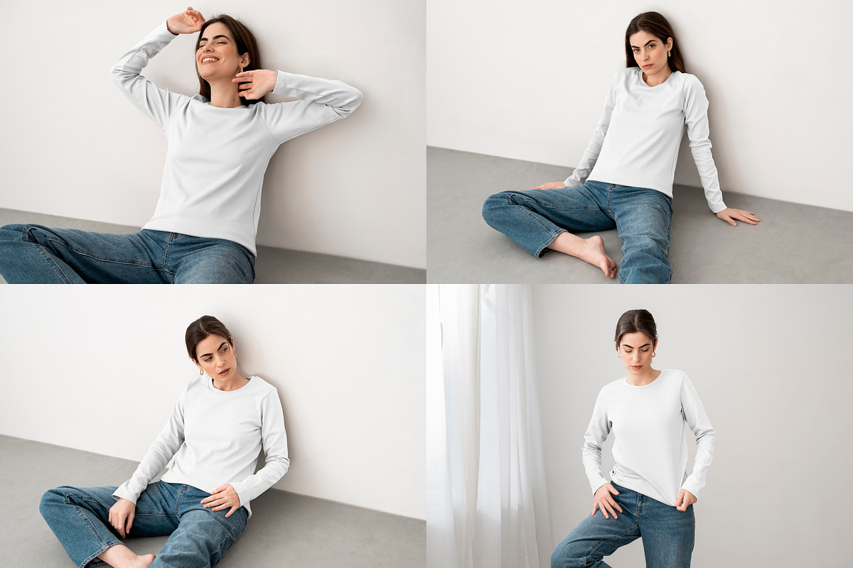 16 Woman long sleeve t-shirt mockups, a Shirt Mockup by Moixo studio (Photo 8 of 10)