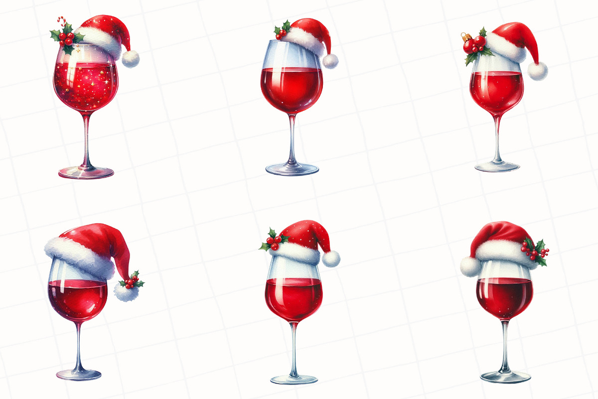 Christmas Red Wine Clipart, an Illustration by OK Design (Photo 3 of 5)
