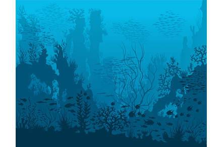 Blue tropical underwater landscape