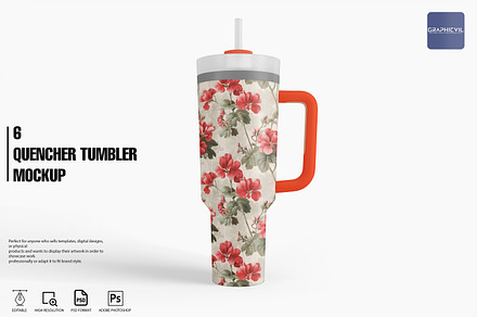 40oz Tumbler handle Mockup, a Household Mockup by GraphicVil