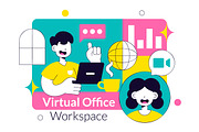 10 Virtual Office Workspace, a Person Illustration by denayunebgt (Thumbnail 4 of 4)
