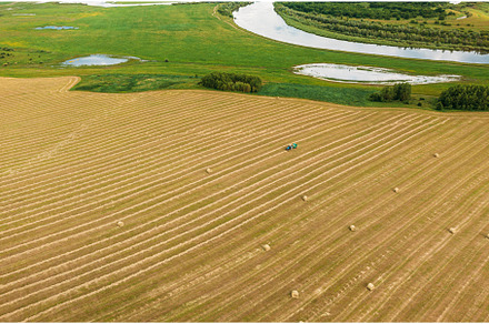 Aerial View Tractor Collects Dry, an Industrial Photo by Our Amazing World