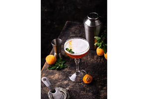 Fresh apricot cocktail martini with, a Food & Drink Photo by Yulia Furman