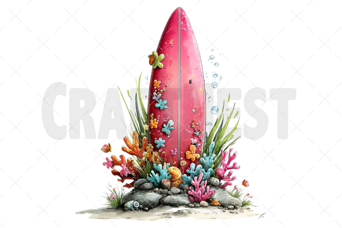 Whimsical Summer Surfboard Clipart, an Illustration by Craft Nest (Photo 10 of 12)