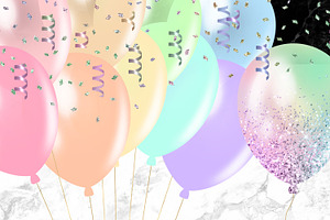 Pastel Rainbow Balloons Clipart