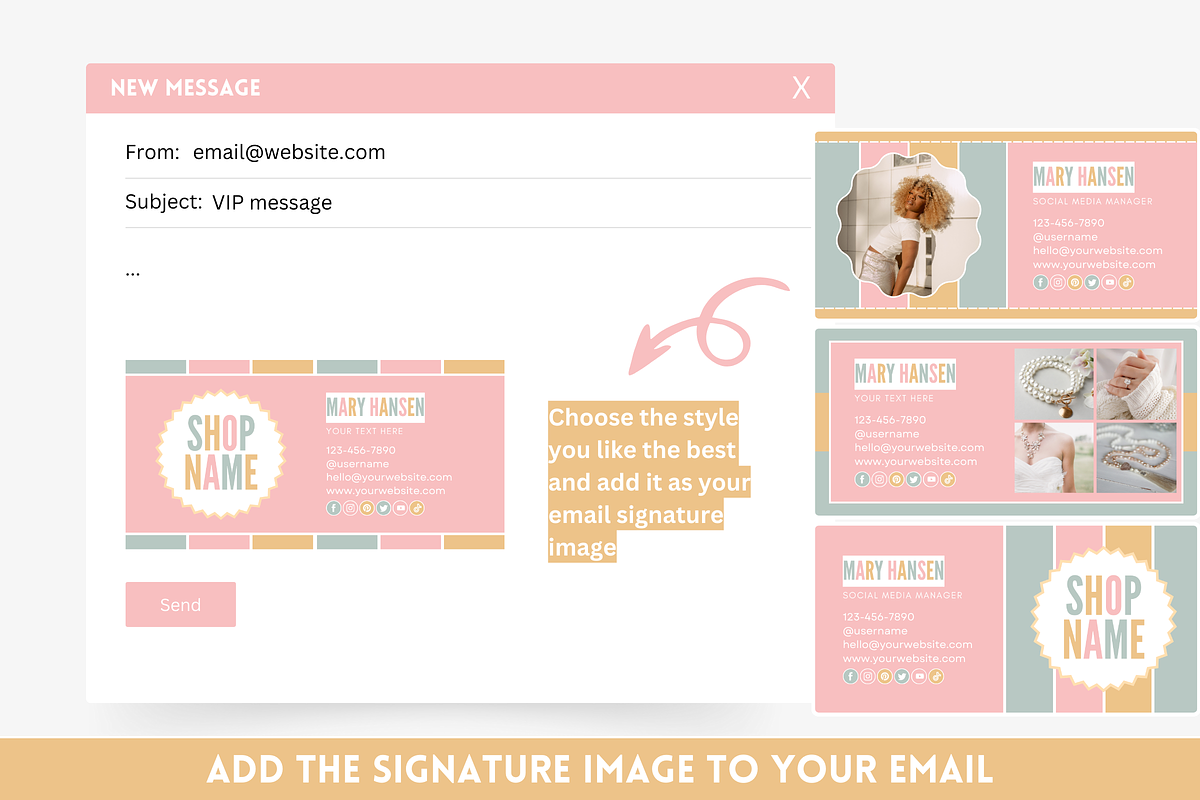 Pastel Email Signature Bundle, an Email Template by SunshineStudioBoutique (Photo 4 of 9)