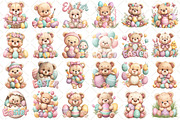 Whimsical Easter Teddy Bear Clipart, an Illustration by Black Bird Studio (Thumbnail 2 of 5)