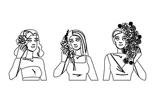 beauty flower woman makeup vector, a Person Illustration by pikepicture