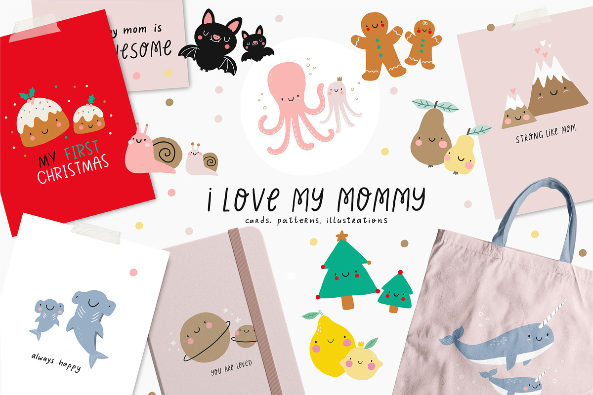 Mom and Baby. Mother's Day card, an Illustration by Barkova Nadya (Photo 1 of 7)