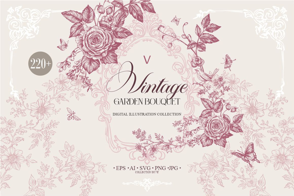 Vintage Garden Bouquet, a Pattern Graphic by Collection by VY (Photo 1 of 10)