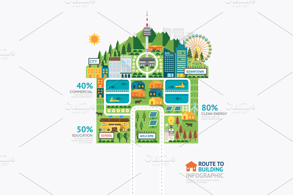 Infographic business building house, an Education Illustration by Feelplus Creator