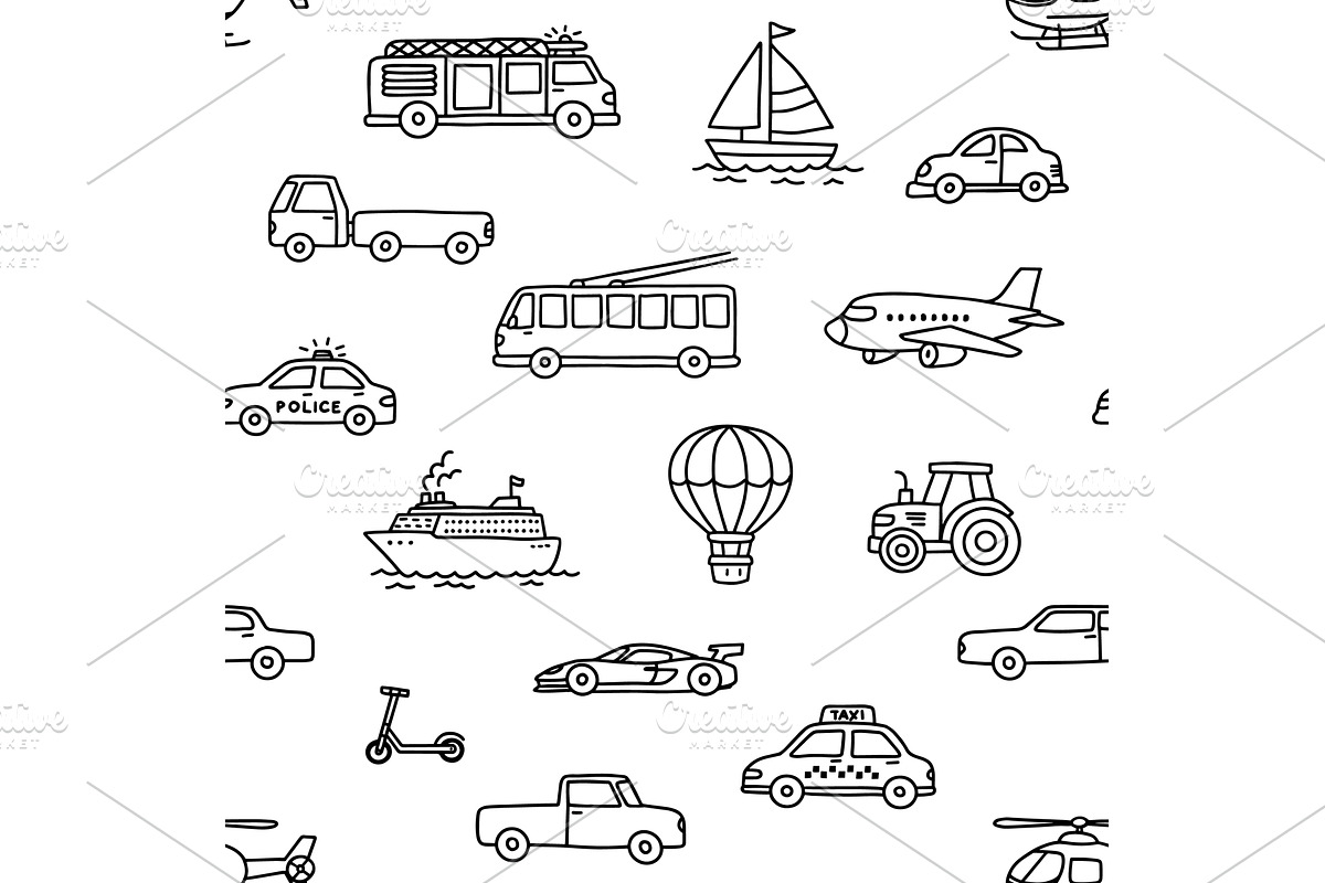 Transport car taxi with seamless, a Transportation Illustration by winwin.art