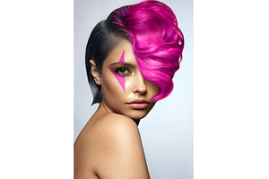 Beautiful woman with multi-colored