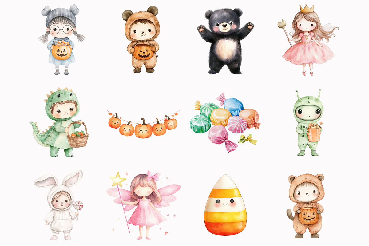 Cute Halloween Clipart Set, an Illustration by Design Market (Photo 7 of 7)