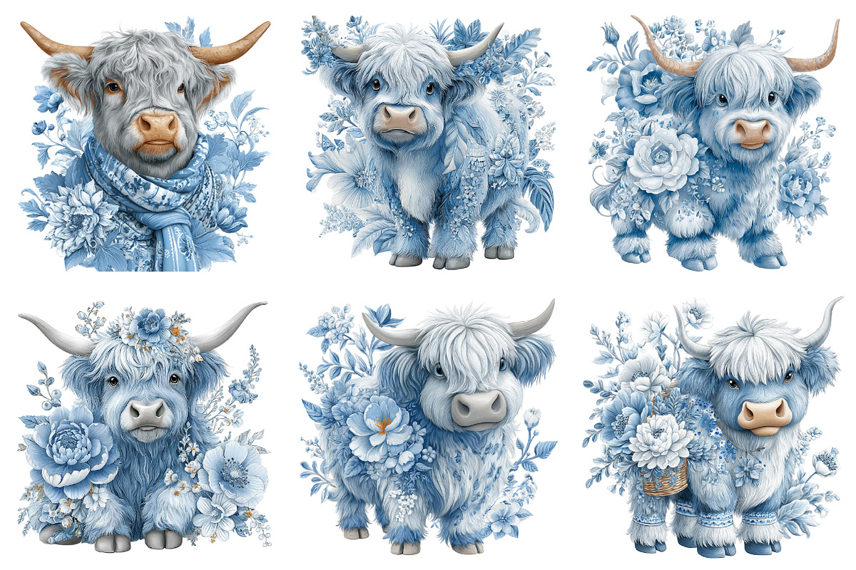 Whimsical Highland Cow Clipart, a Seasonal Illustration by Daily.Designs (Photo 5 of 5)